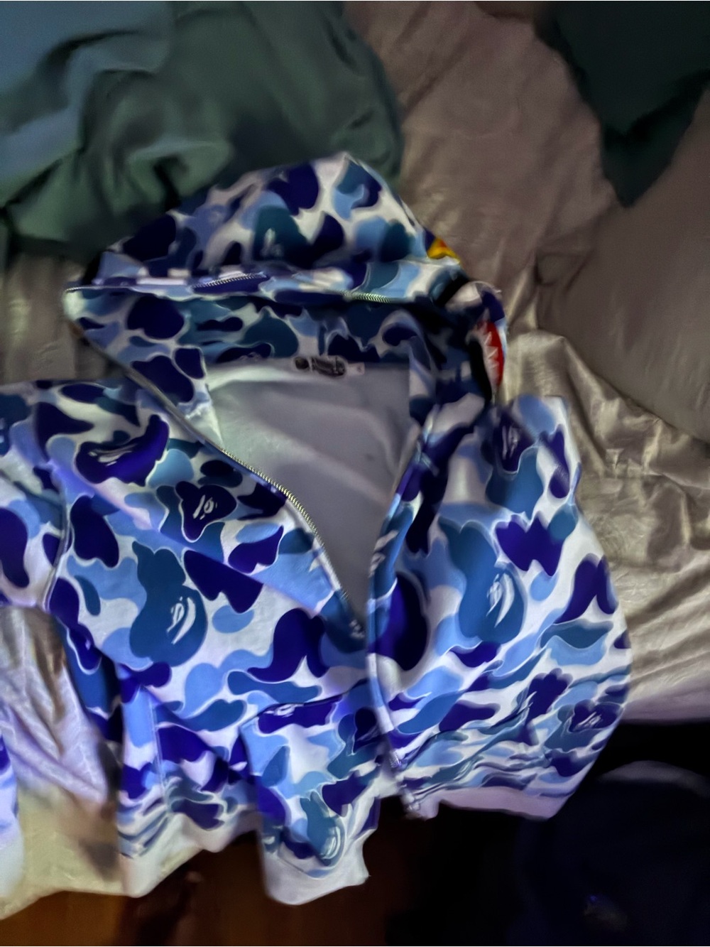 Bape Blue Camo Zip Hoodie Pajama Top